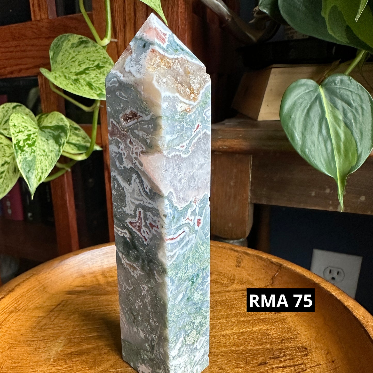 Red Moss Agate Tower